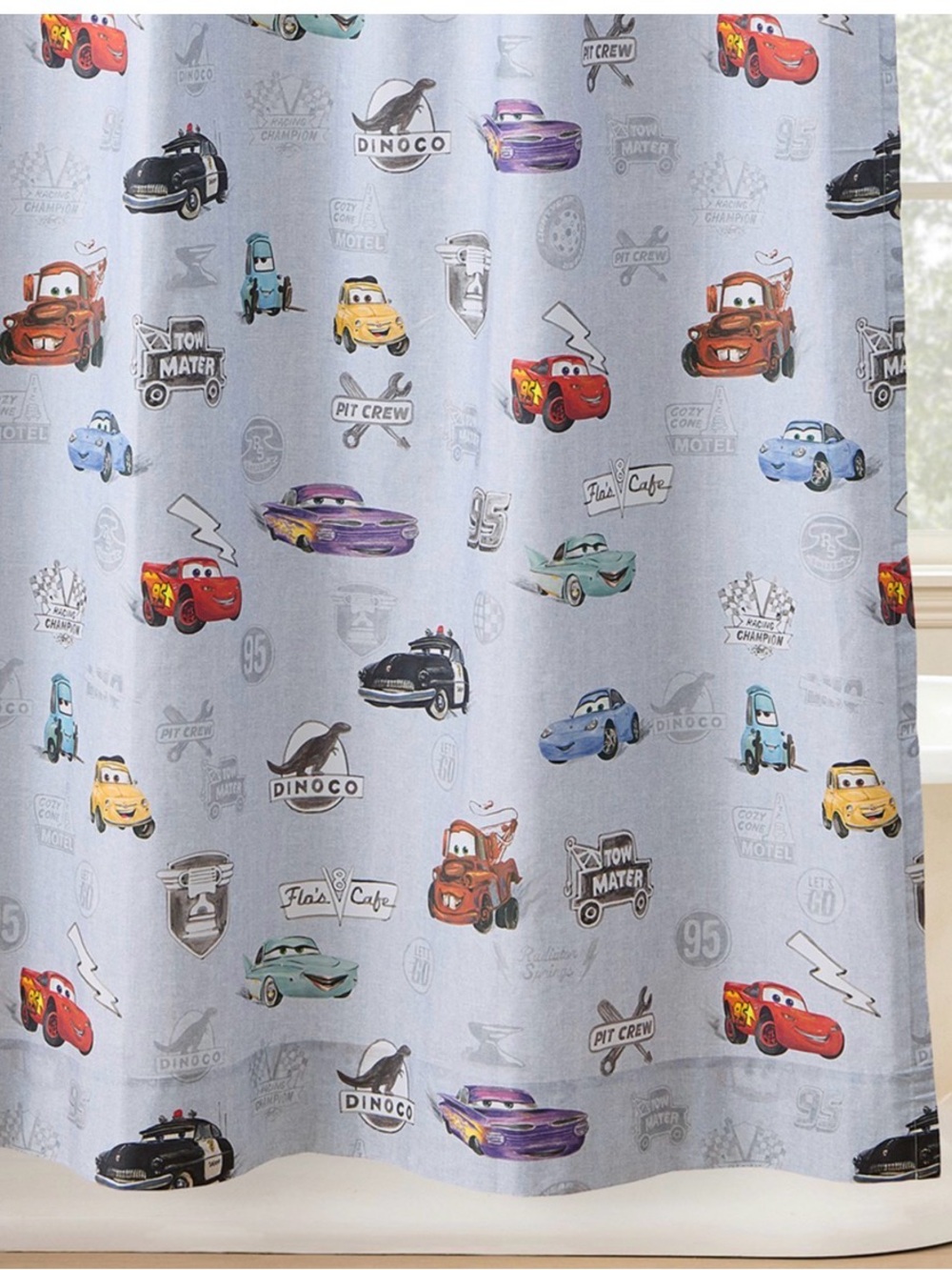 Disney Pixar Cars Shower Curtain - Light Blue with Character Prints
